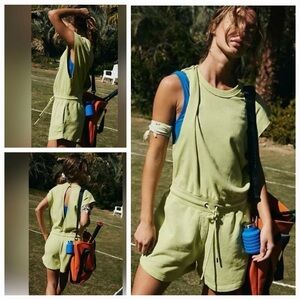 Free People Throw and Go Shortsie Key Lime Sleeveless Lime Green Romper